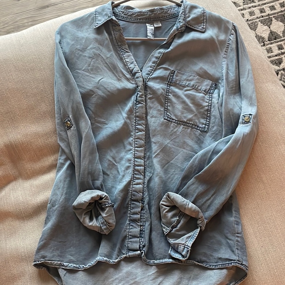 Light denim button up